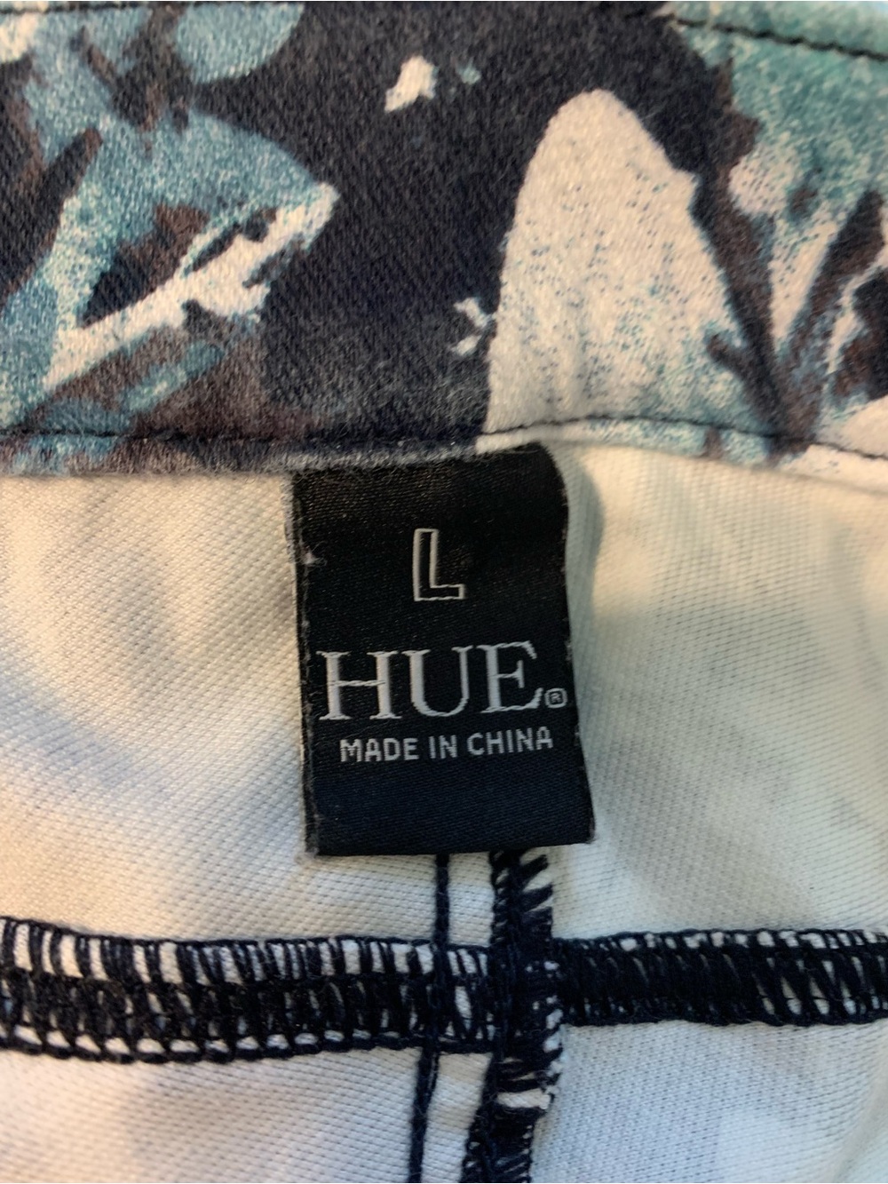 HUE Navy, Teal & White Floral Cropped Ankle Pants - Picture 7 of 7